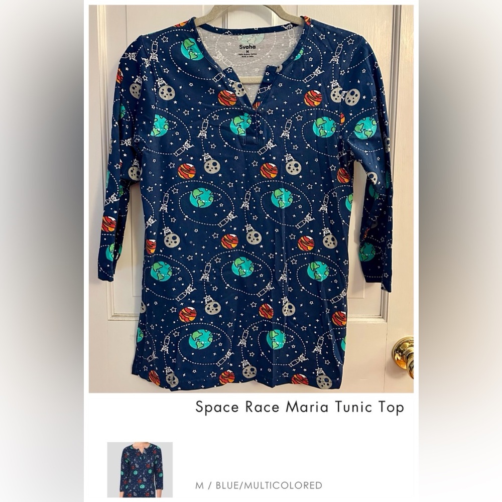 Svaha Space Race Maria Tunic Top, size medium, VGUC
